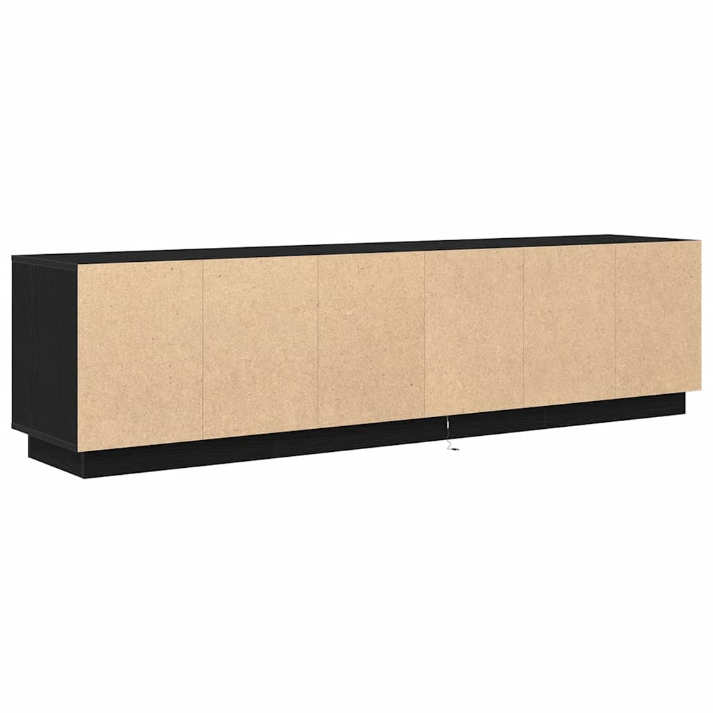 TV Cabinet with LED Lights Black Oak 193.5x41x50 cm