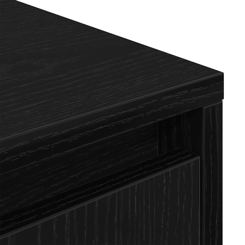 TV Cabinet with LED Lights Black Oak 193.5x41x50 cm