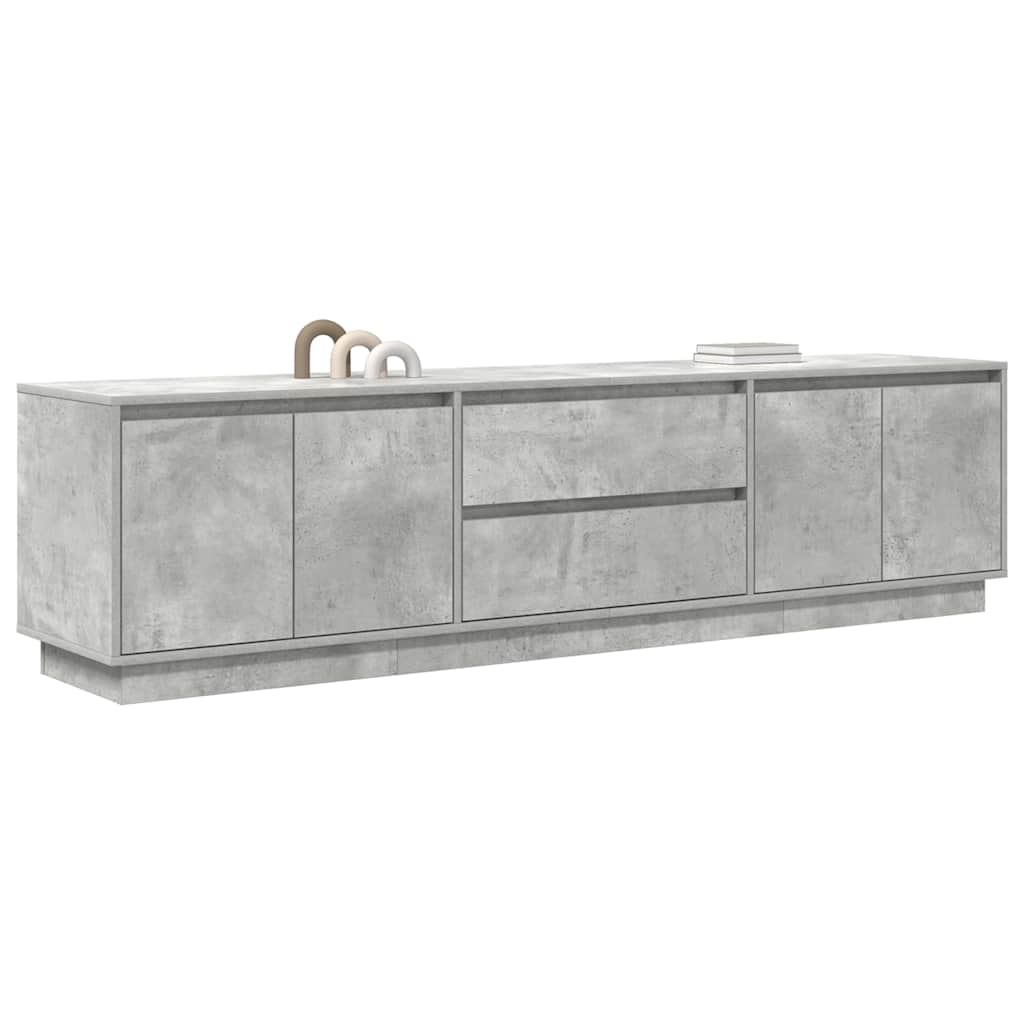TV Cabinet with LED Lights Concrete Grey 193.5x41x50 cm