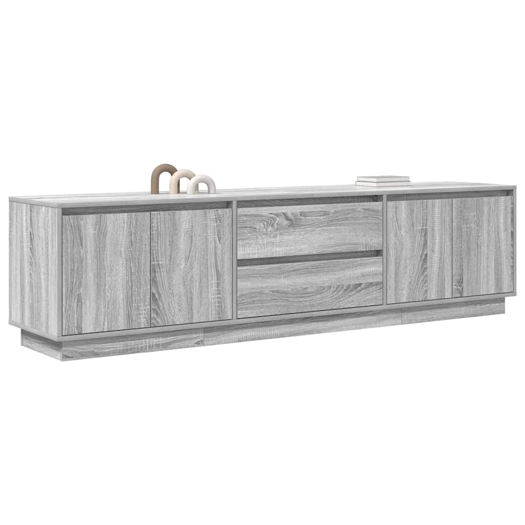 TV Cabinet with LED Lights Grey Sonoma 193.5x41x50 cm
