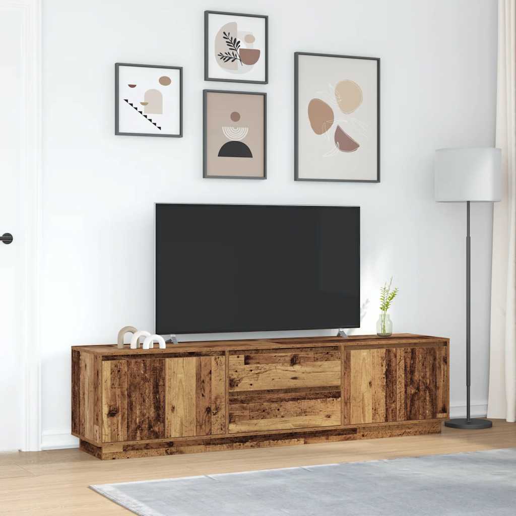 TV Cabinet with LED Lights Old Wood 193.5x41x50 cm
