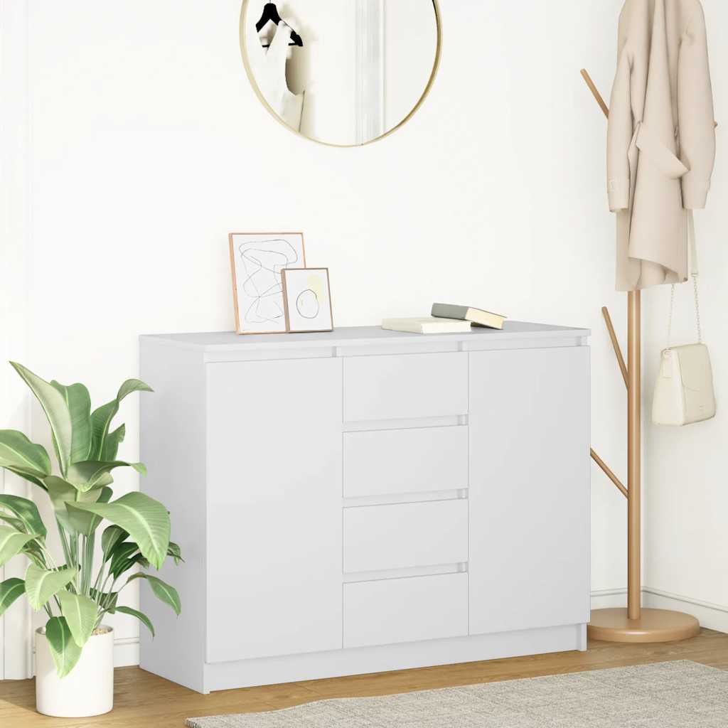 Sideboard with Drawers White 100.5x35x76 cm Engineered Wood