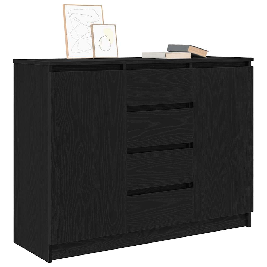 Sideboard with Drawers Black Oak 100.5x35x76 cm Engineered Wood