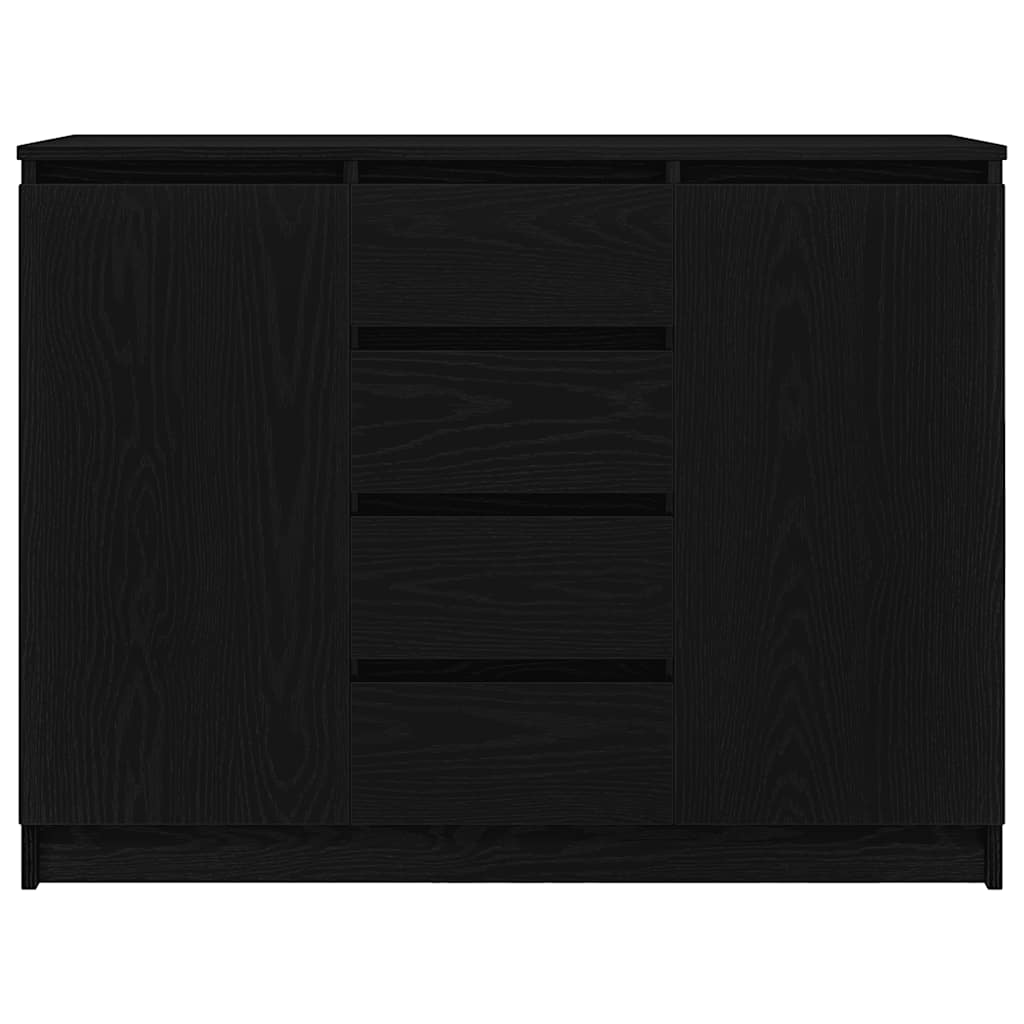 Sideboard with Drawers Black Oak 100.5x35x76 cm Engineered Wood