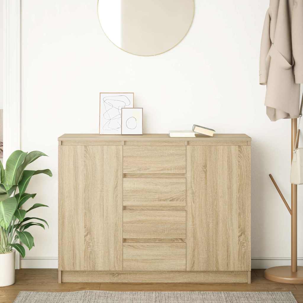 Sideboard with Drawers Sonoma Oak 100.5x35x76 cm Engineered Wood