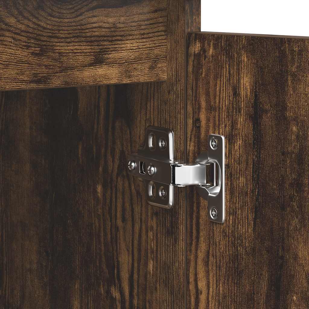 Sideboard with Drawers Smoked Oak 100.5x35x76 cm Engineered Wood