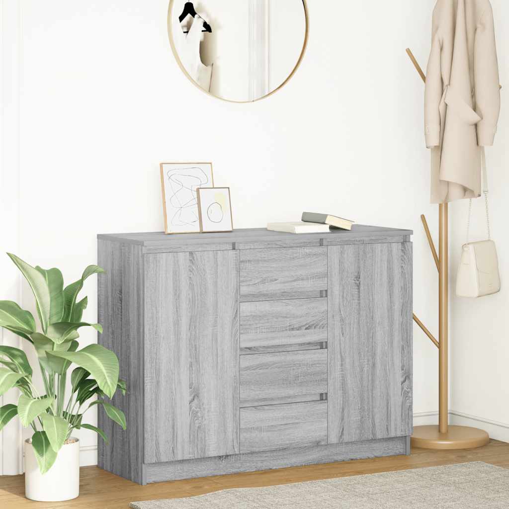 Sideboard with Drawers Grey Sonoma 100.5x35x76 cm Engineered Wood