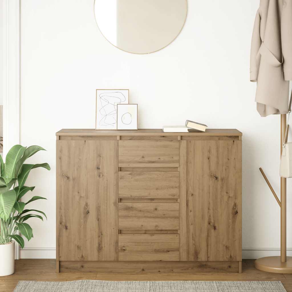 Sideboard with Drawers Artisan Oak 100.5x35x76 cm Engineered Wood