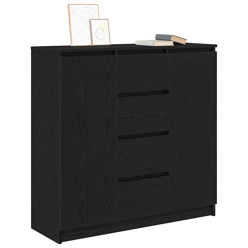 Sideboard with Drawers Black Oak 100.5x35x98.5 cm Engineered Wood
