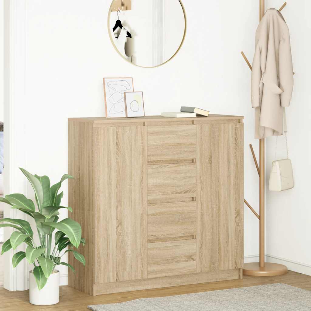 Sideboard with Drawers Sonoma Oak 100.5x35x98.5 cm Engineered Wood