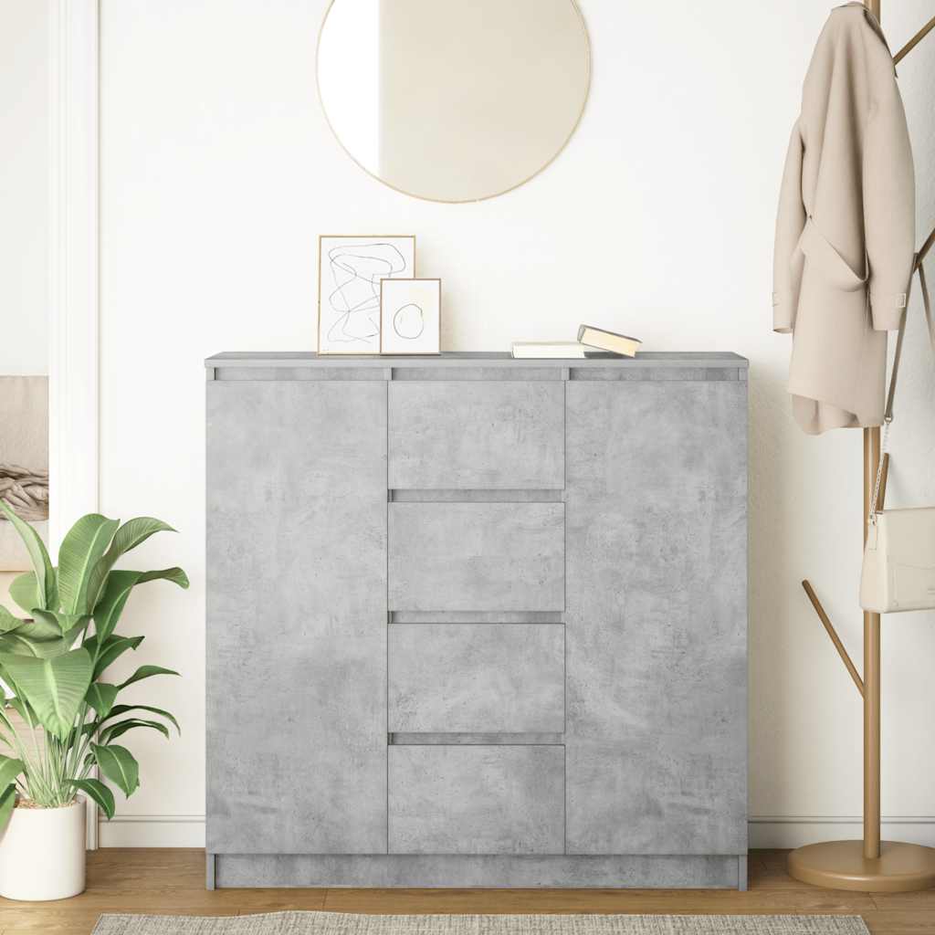 Sideboard with Drawers Concrete Grey 100.5x35x98.5 cm Engineered Wood