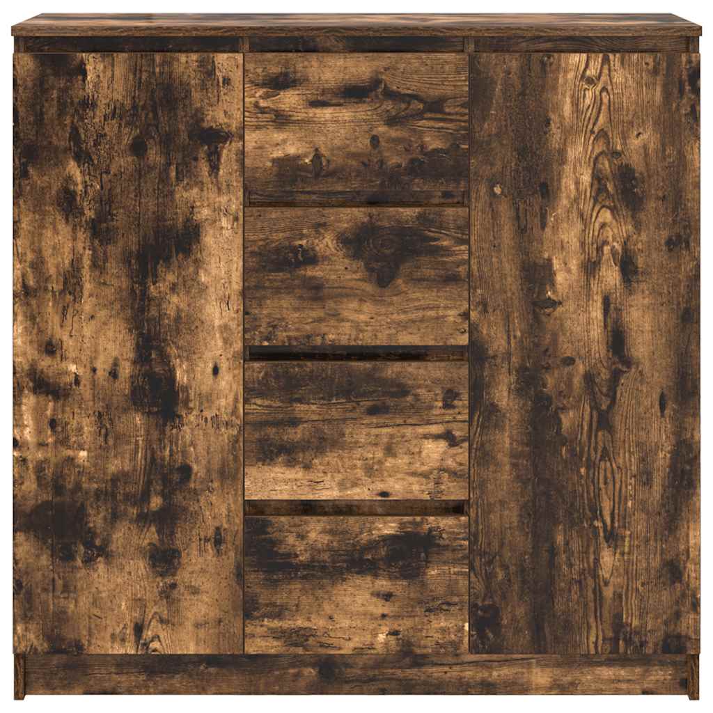 Sideboard with Drawers Smoked Oak 100.5x35x98.5 cm Engineered Wood