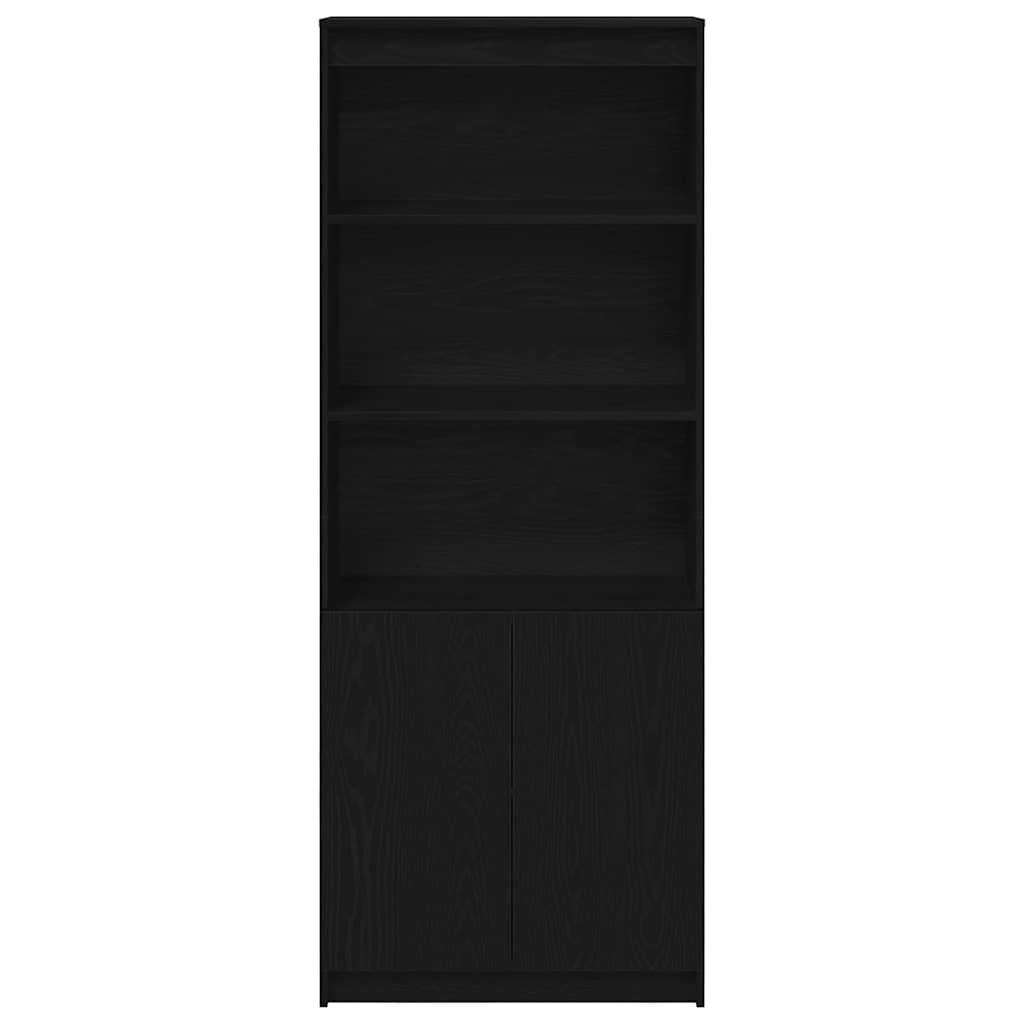 Highboard Black Oak 70x35x180 cm Engineered Wood