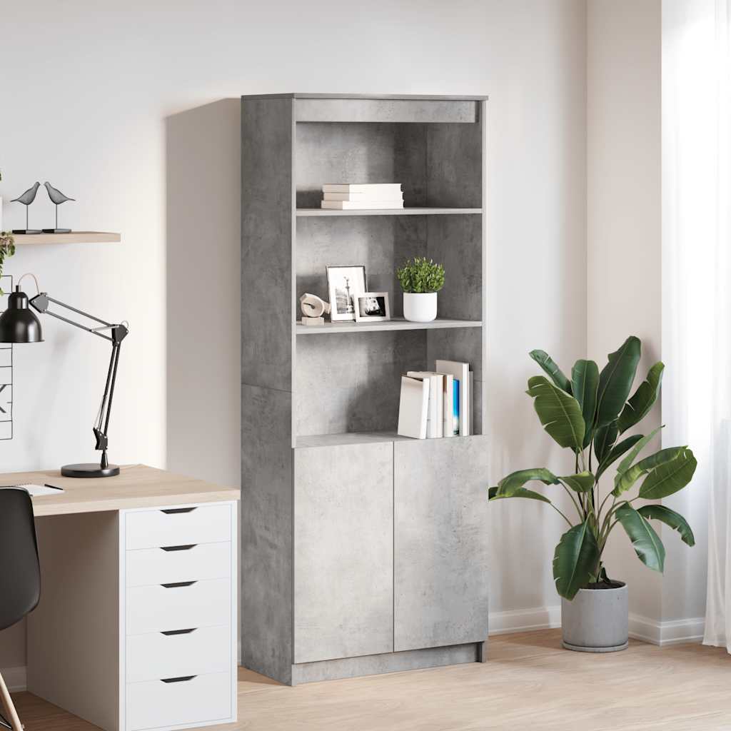 Highboard Concrete Grey 70x35x180 cm Engineered Wood