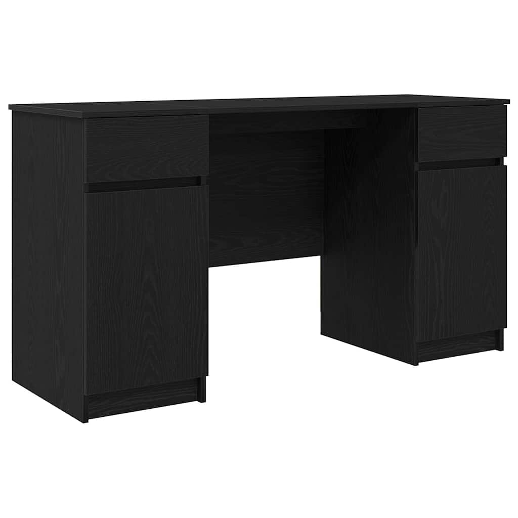 Desk with Drawer Black oak 140 x 49 x 76 cm Engineered wood