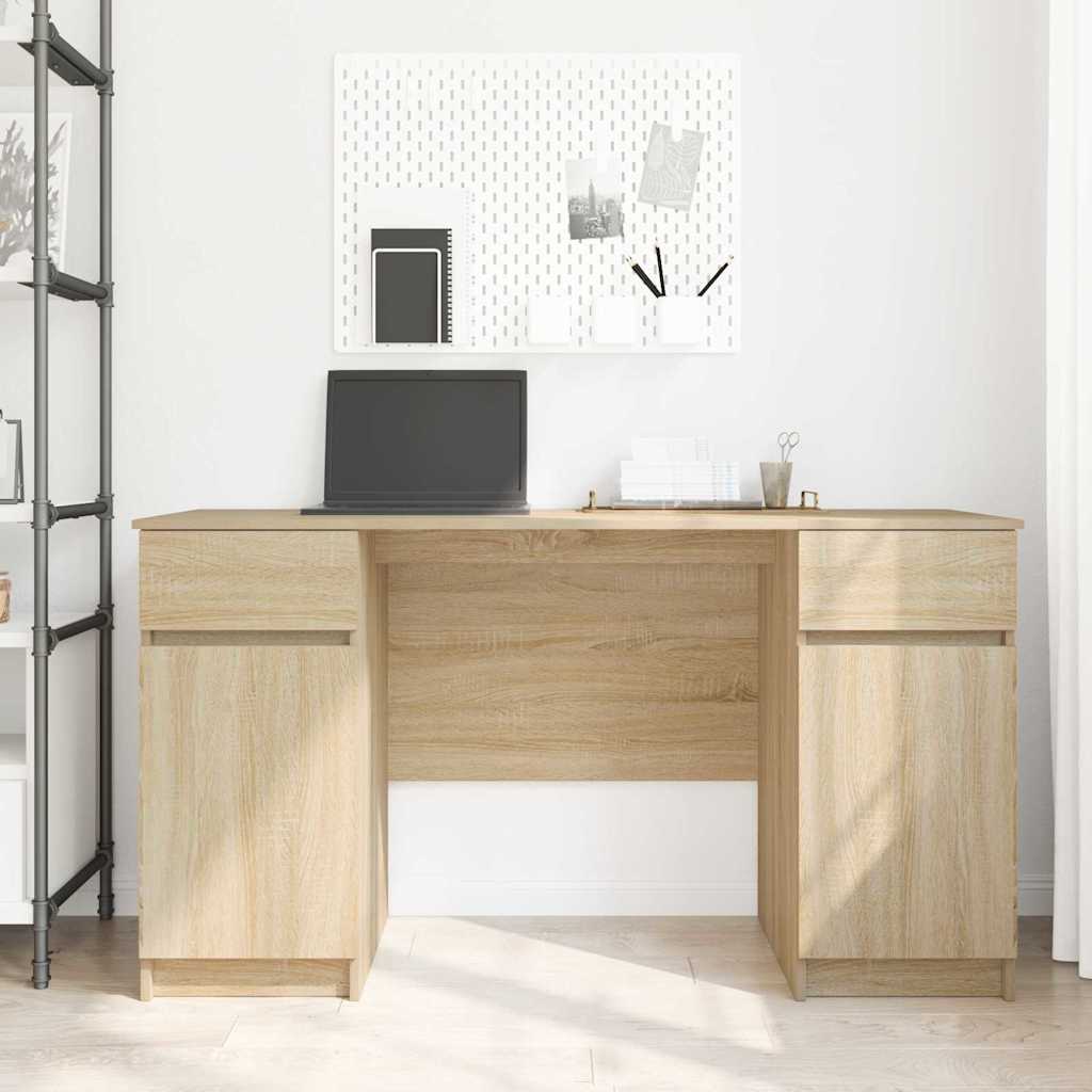 Desk with Drawer Sonoma oak 140 x 49 x 76 cm Engineered wood