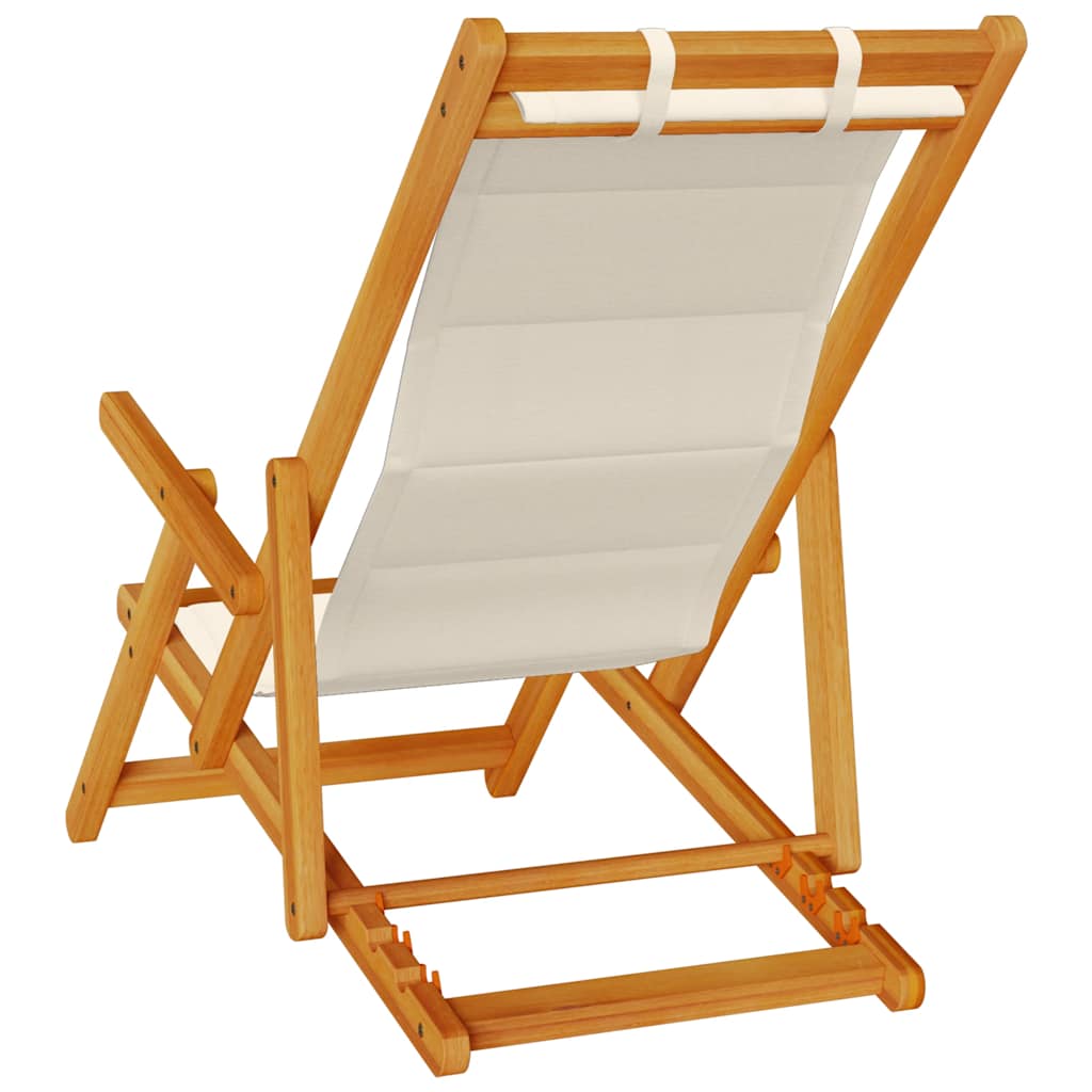Folding Beach Chair with Armrests Taupe Acacia Wood & Textilene