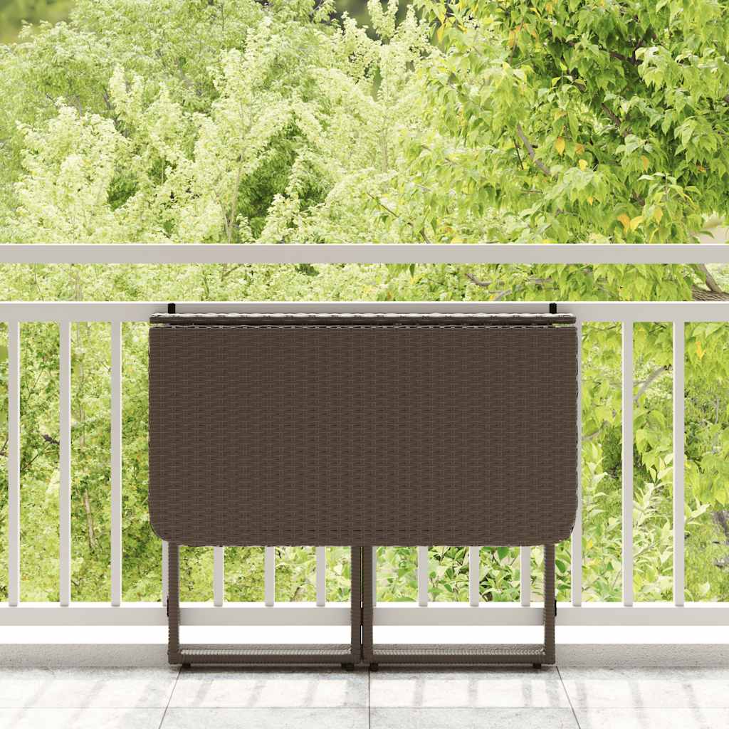 Folding Garden Table Brown 90x51x75 cm Poly Rattan