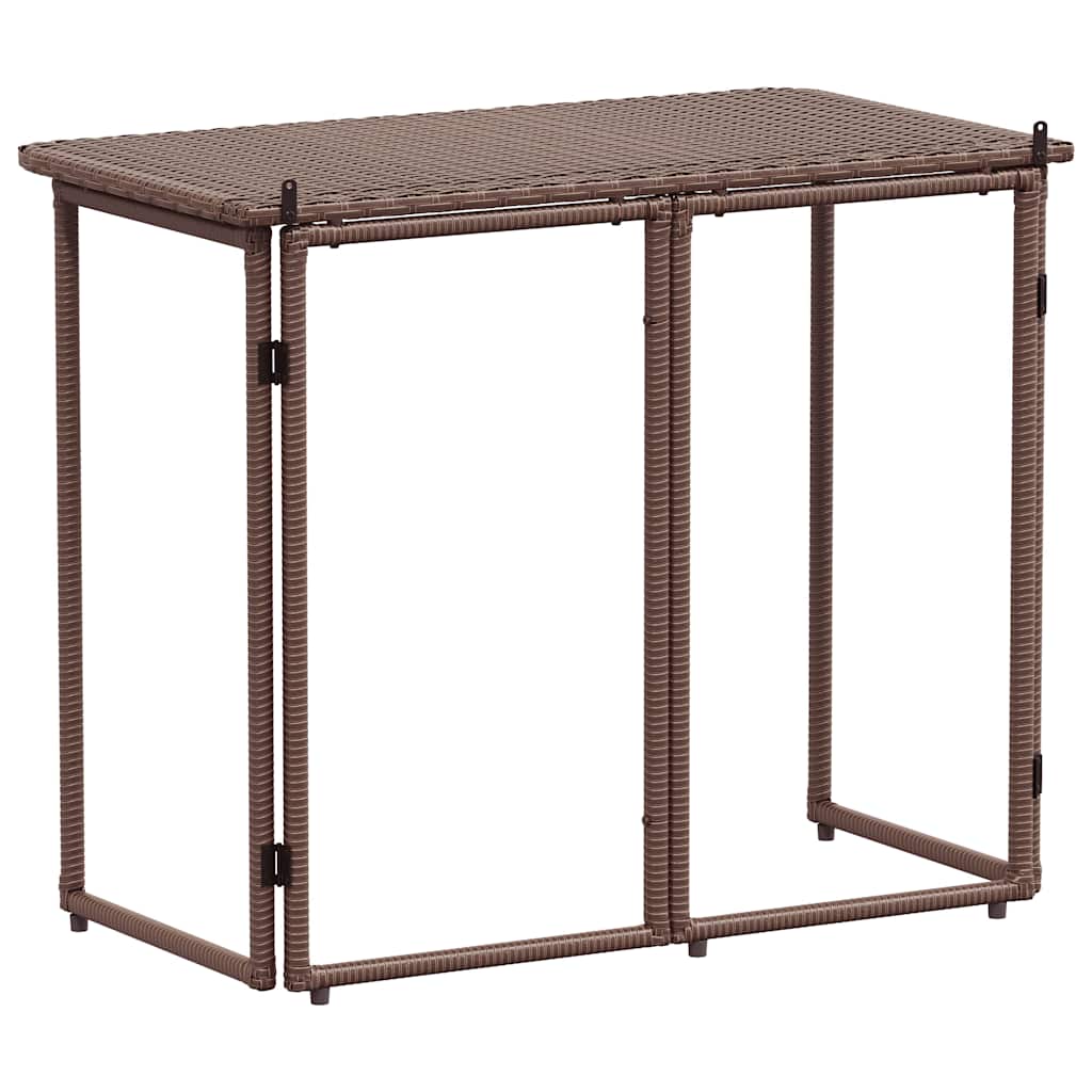 Folding Garden Table Brown 90x51x75 cm Poly Rattan