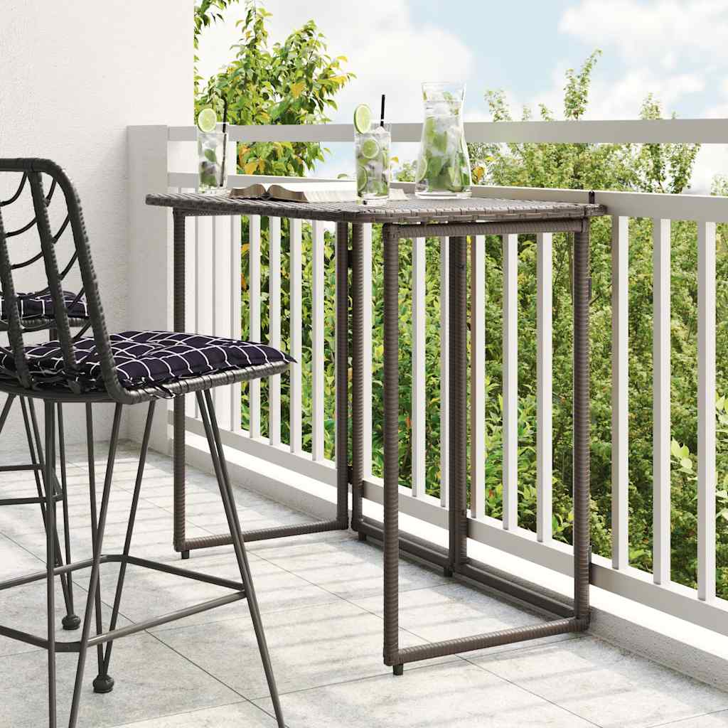 Folding Garden Table Brown 90x51x75 cm Poly Rattan