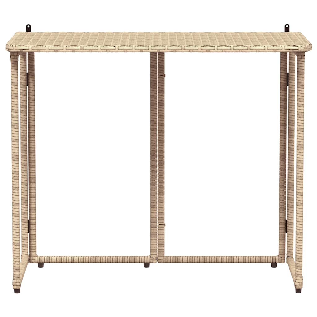 Folding Garden Table Beige 90x51x75 cm Poly Rattan