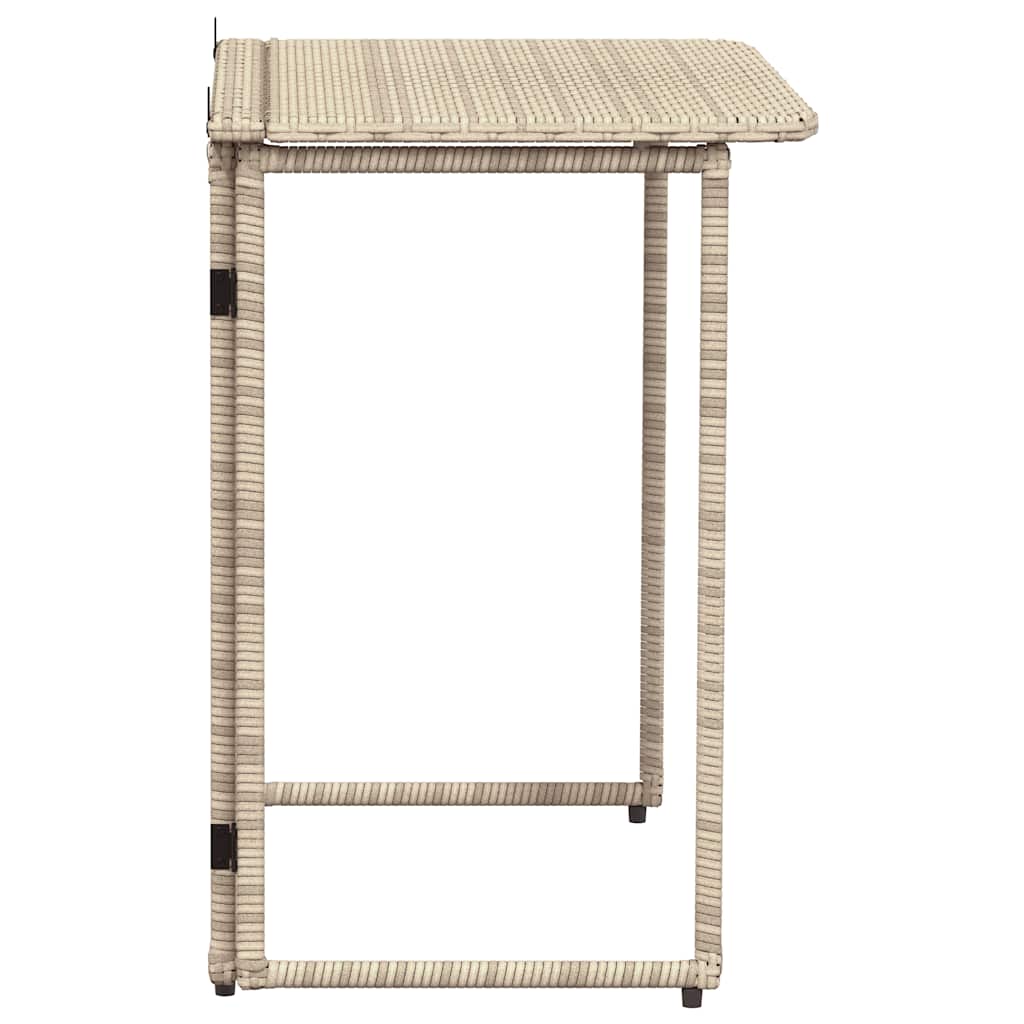 Folding Garden Table Beige 90x51x75 cm Poly Rattan