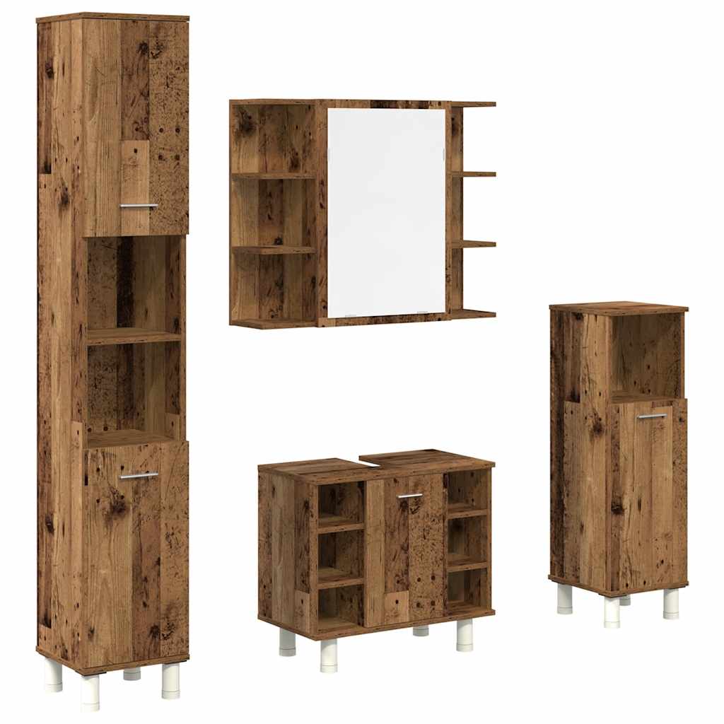 4 Piece Bathroom Furniture Set Old Wood Engineered Wood