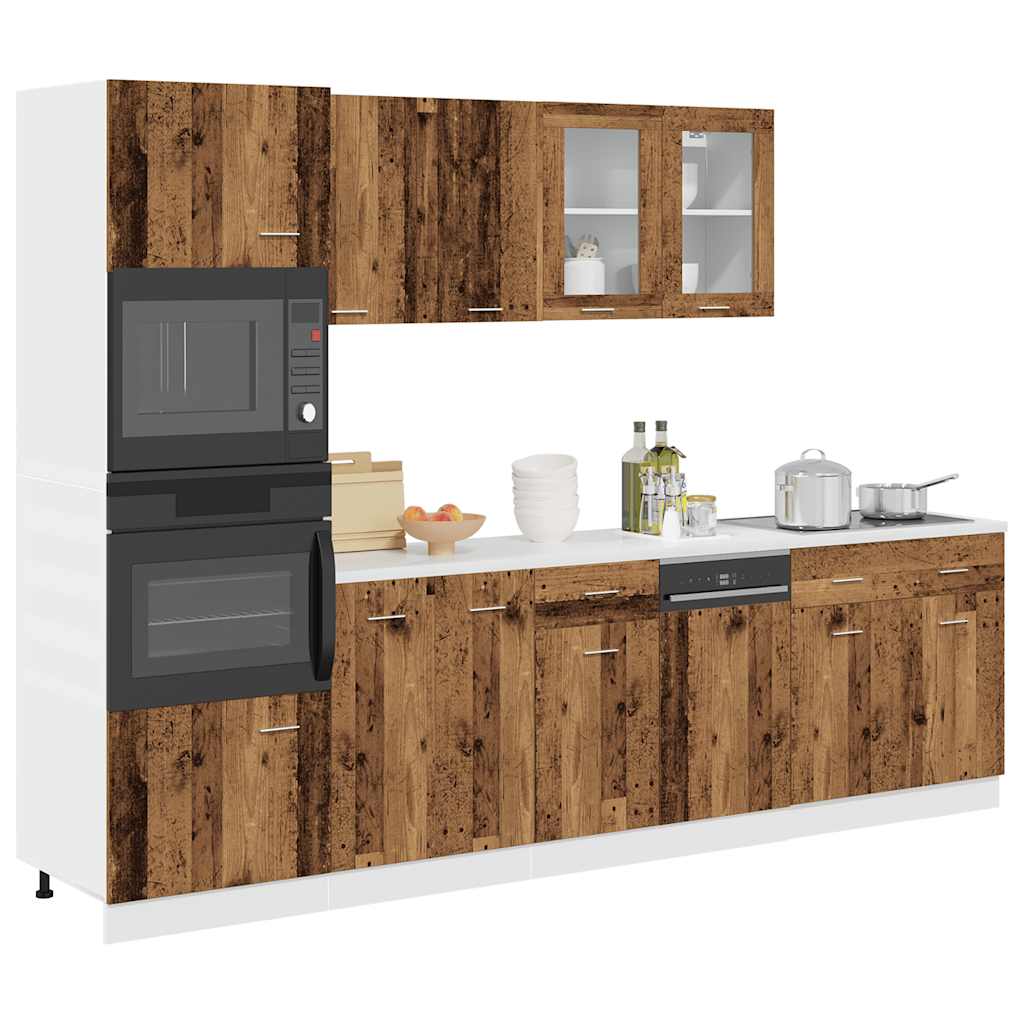 7 Piece Kitchen Cabinet Set Lyon Old Wood Engineered Wood