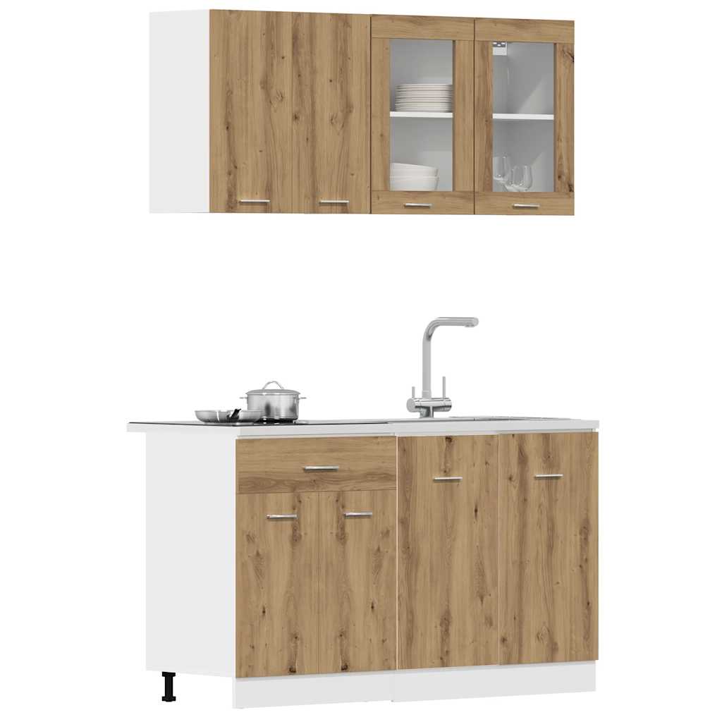 4 Piece Kitchen Cabinet Set Lyon Artisan Oak Engineered Wood