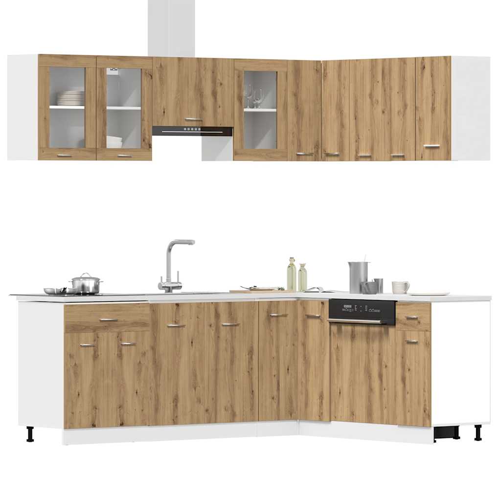 11 Piece Kitchen Cabinet Set Lyon Artisan Oak Engineered Wood