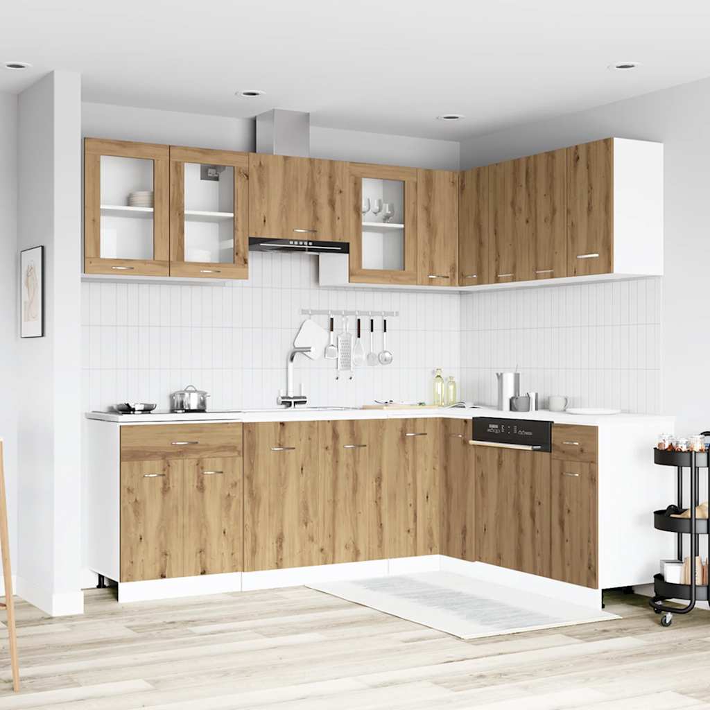 11 Piece Kitchen Cabinet Set Lyon Artisan Oak Engineered Wood