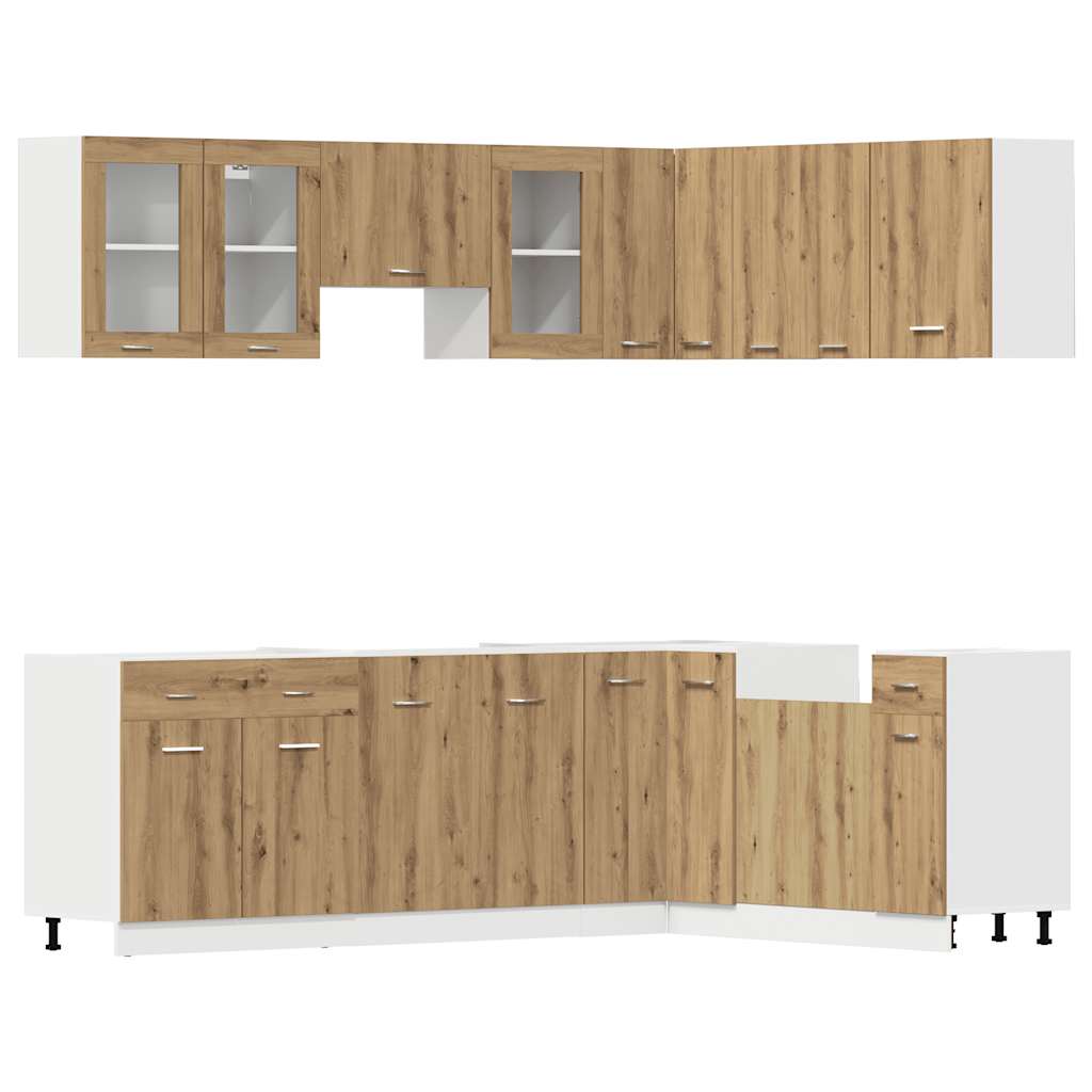 11 Piece Kitchen Cabinet Set Lyon Artisan Oak Engineered Wood