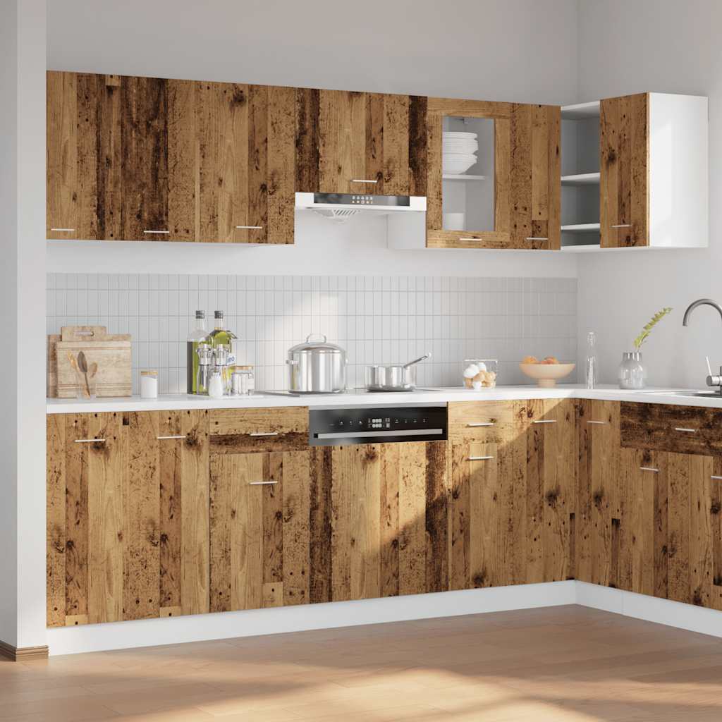 11 Piece Kitchen Cabinet Set Lyon Old Wood Engineered Wood