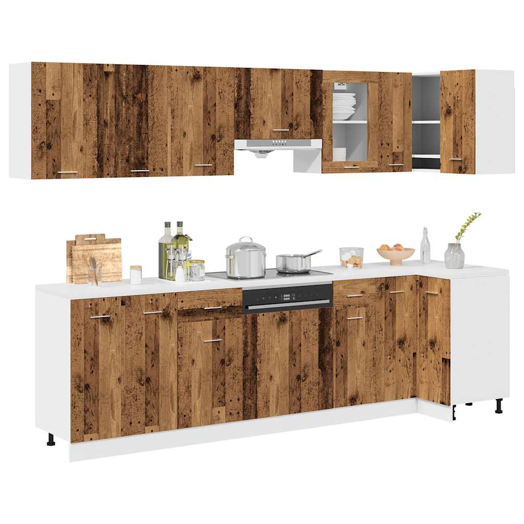 11 Piece Kitchen Cabinet Set Lyon Old Wood Engineered Wood