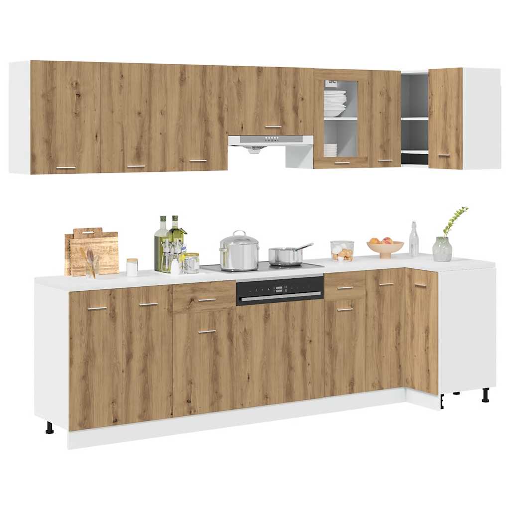 11 Piece Kitchen Cabinet Set Lyon Artisan Oak Engineered Wood