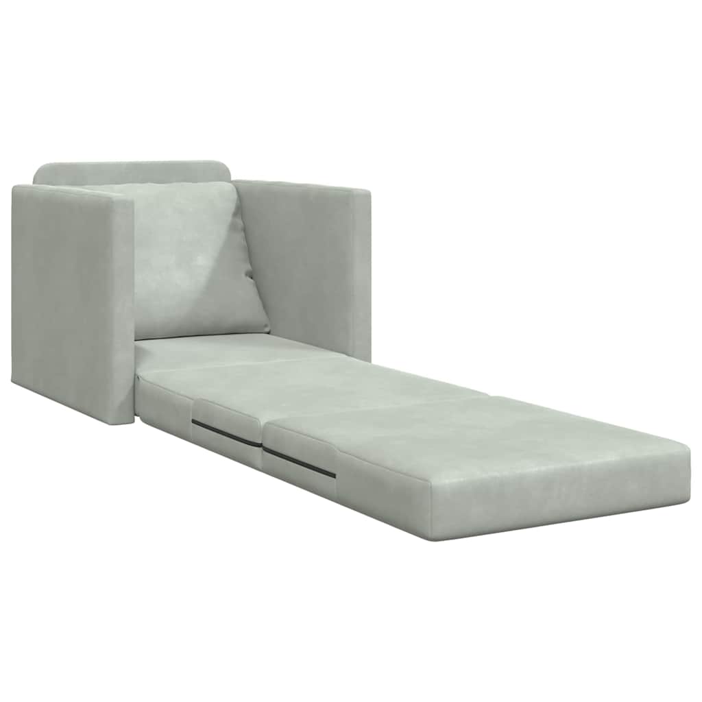 Floor Sofa Bed with Cushion Light grey 74 x 77 x 81 cm Velvet