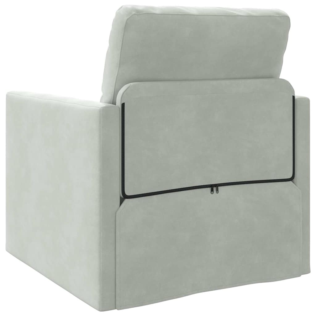 Floor Sofa Bed with Cushion Light grey 74 x 77 x 81 cm Velvet