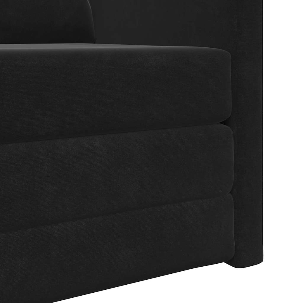 Floor Sofa Bed with Cushion Black 74 x 77 x 81 cm Velvet