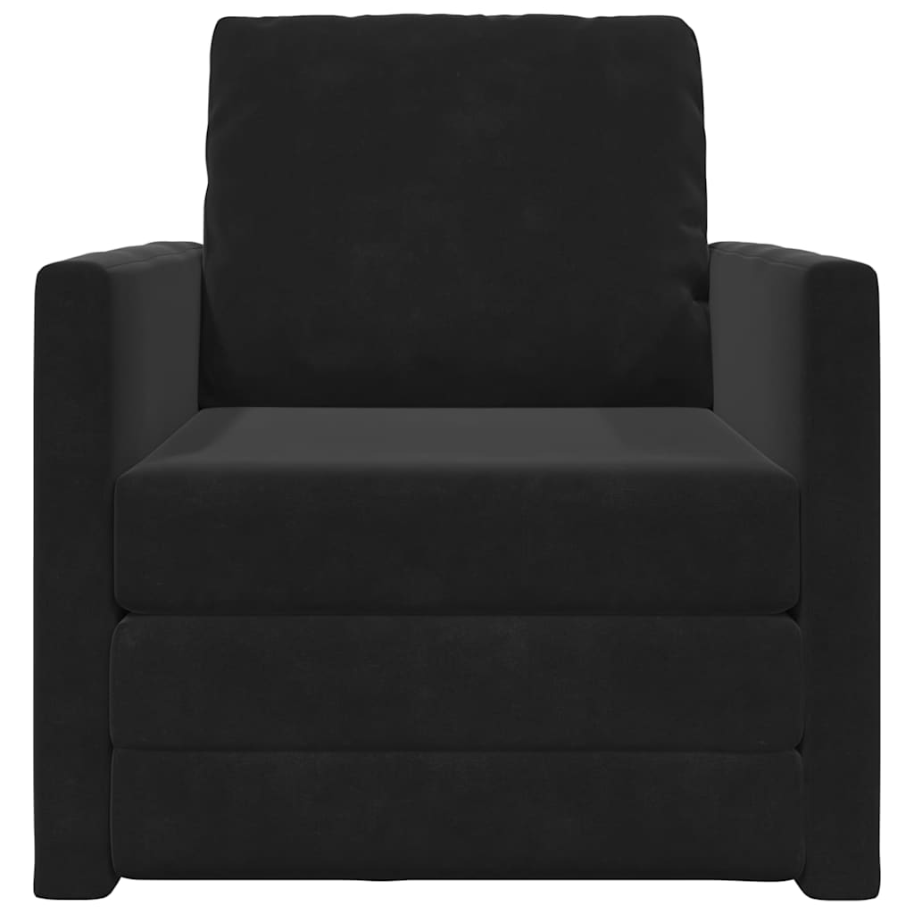 Floor Sofa Bed with Cushion Black 74 x 77 x 81 cm Velvet