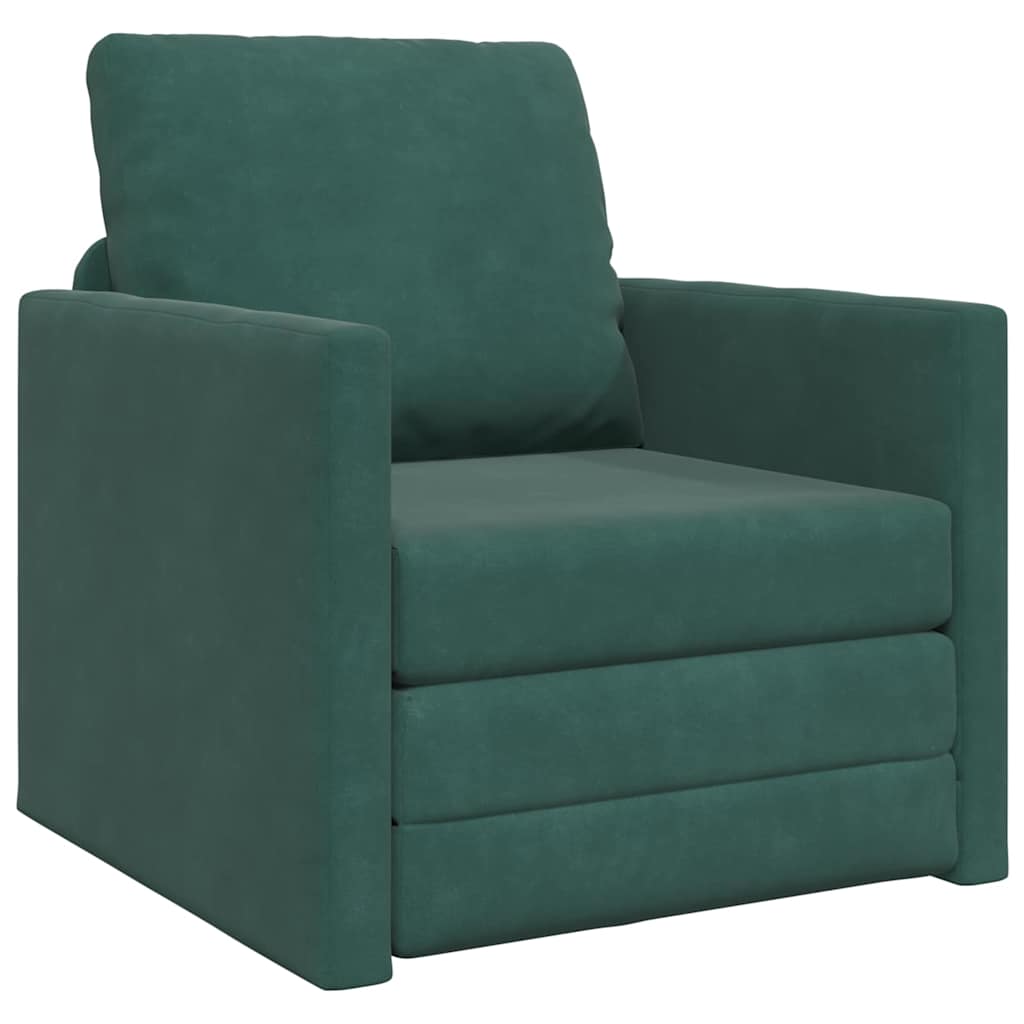Floor Sofa Bed with Cushion Dark green 74 x 77 x 81 cm Velvet