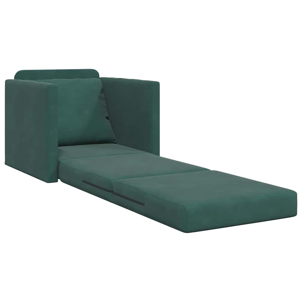 Floor Sofa Bed with Cushion Dark green 74 x 77 x 81 cm Velvet