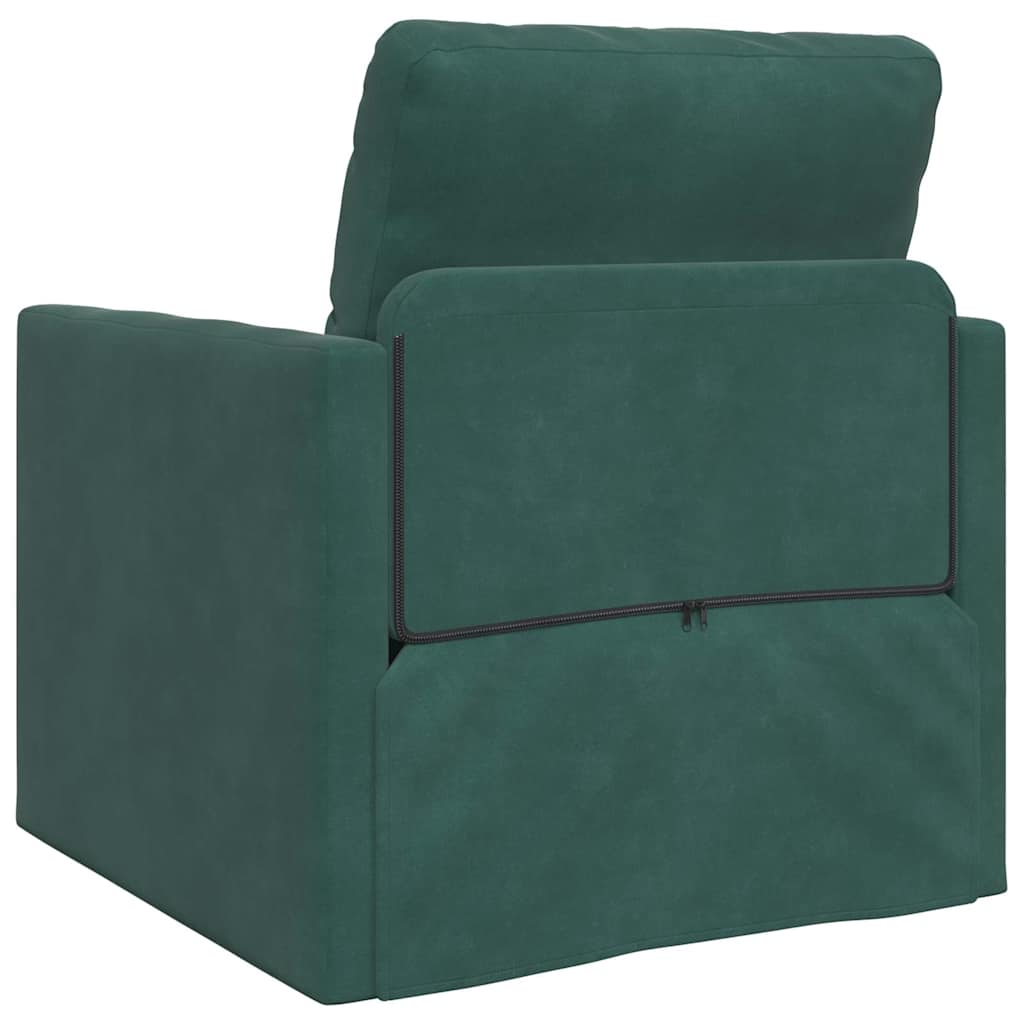 Floor Sofa Bed with Cushion Dark green 74 x 77 x 81 cm Velvet