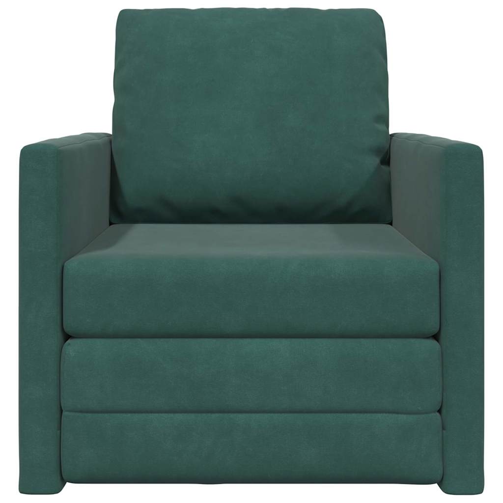 Floor Sofa Bed with Cushion Dark green 74 x 77 x 81 cm Velvet