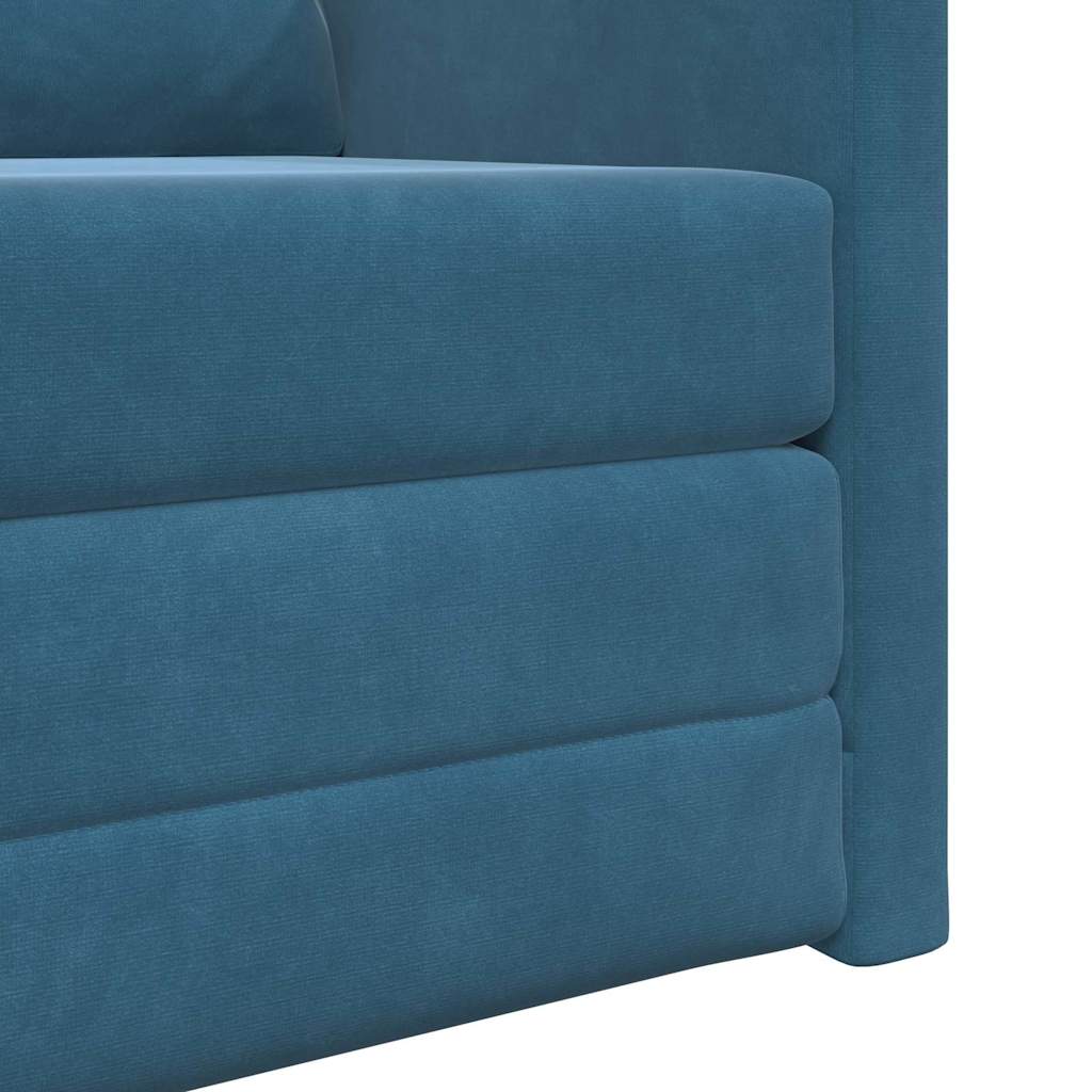 Floor Sofa Bed with Cushion Blue 74 x 77 x 81 cm Velvet