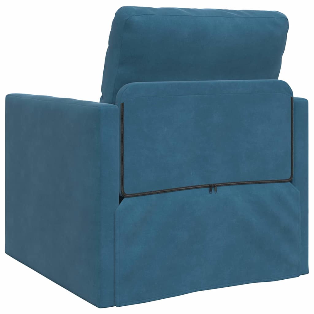 Floor Sofa Bed with Cushion Blue 74 x 77 x 81 cm Velvet