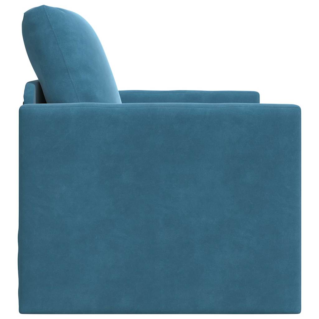 Floor Sofa Bed with Cushion Blue 74 x 77 x 81 cm Velvet