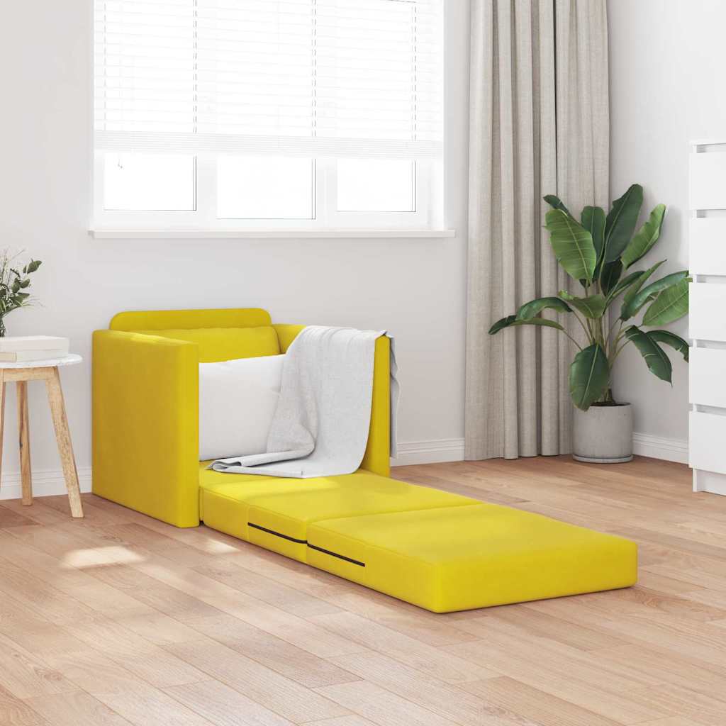 Floor Sofa Bed with Cushion Dark yellow 74 x 77 x 81 cm Velvet