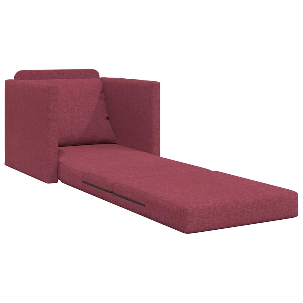 Floor Sofa Bed with Cushion Wine red 74 x 77 x 81 cm Fabric