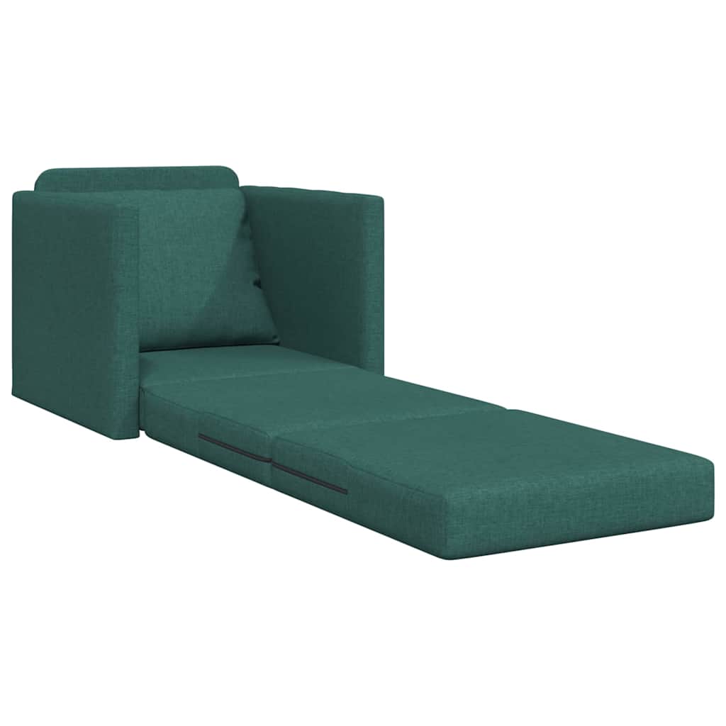Floor Sofa Bed with Cushion Dark green 74 x 77 x 81 cm Fabric