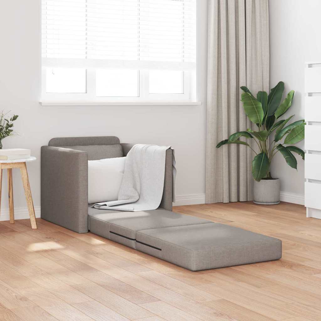 Floor Sofa Bed with Cushion Taupe 74 x 77 x 81 cm Fabric